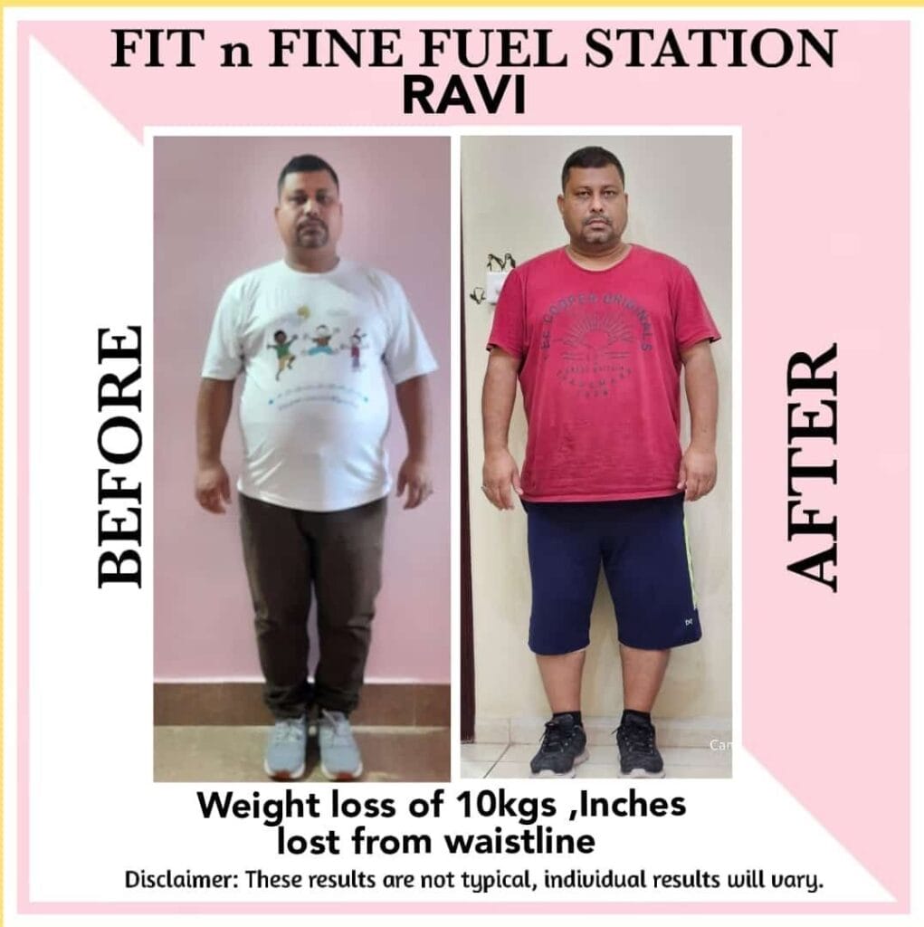Ravi's transformation - Before and After with Boundless Fitness program, lost 10 kgs and inches from waistline